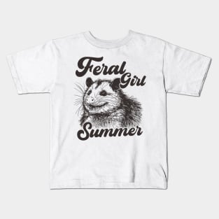 Feral Girl Summer Opossum Kids T-Shirt